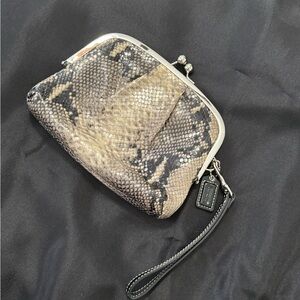 Coach Snake Embossed Kisslock Clutch Wristlet